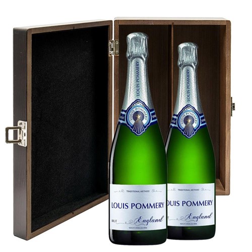 Louis Pommery Brut English Sparkling75cl Double Elm Wood Gift Boxed (2x75cl)